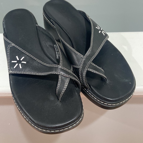 Clarks Y2K 2004 Chunky Sandal Leather Black & White Sandals sz 9 GREAT CONDITION - Picture 12 of 17